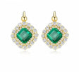 18Kt Yellow Gold Diamond 2.60 ct Emerald Stud Earrings