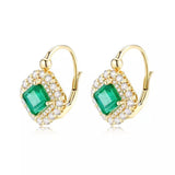 18Kt Yellow Gold Diamond 2.60 ct Emerald Stud Earrings