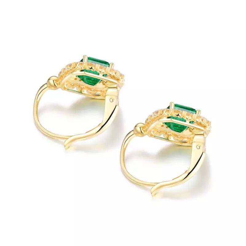 18Kt Yellow Gold Diamond 2.60 ct Emerald Stud Earrings