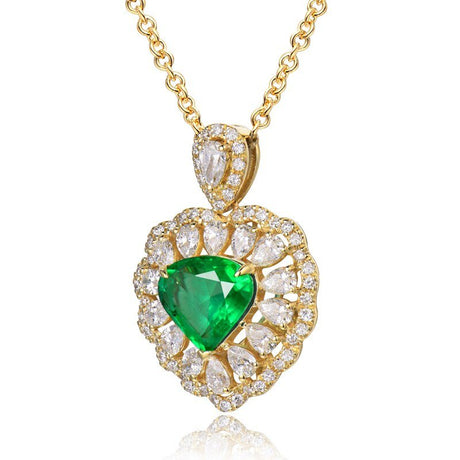 18Kt Yellow Gold Diamonds 1.71 ct Emerald Pendant