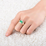 18kt Yellow Gold Natural Diamond & 1.60ct Emerald Ring
