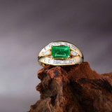 18kt Yellow Gold Natural Diamond & 1.60ct Emerald Ring