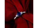 18Kt White Gold 0.70ct Sapphire Ring with Natural Diamonds