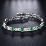 18Kt White Gold 7.61 ct Emerald Bracelet with Diamonds (Unisex)