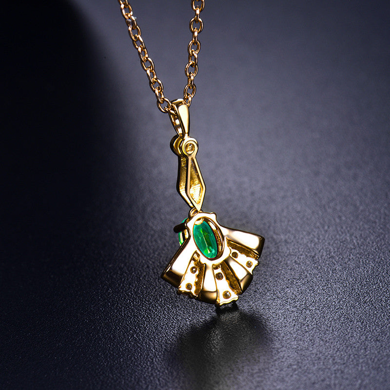 14 Kt Yellow Gold Diamond & 0.55 ct Emerald Pendant