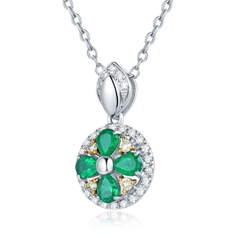 18kt White Gold 0.69 ct Emerald Pendant