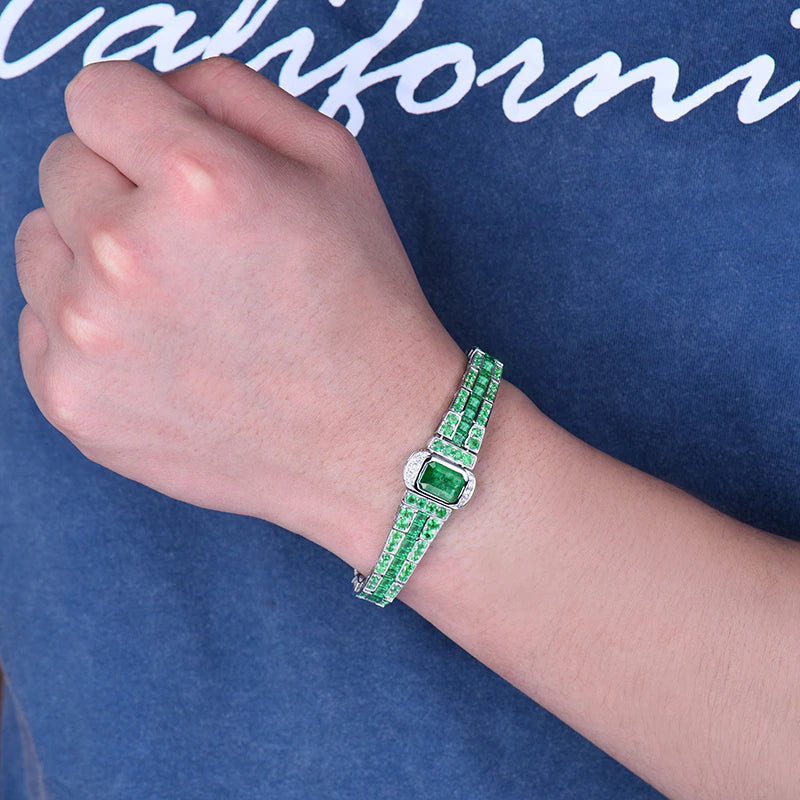 White gold finish Green Emerald created diamond tennis bracelet | eBay