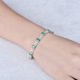 18Kt White Gold 7.61 ct Emerald Bracelet with Diamonds (Unisex)