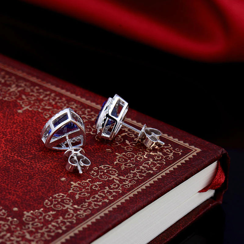 14K White Gold 1.98ct Tanzanite Earrings with Diamonds