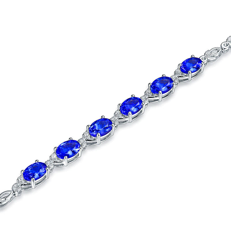 18Kt White Gold 4.80 ct Tanzanite Bracelet with Diamonds