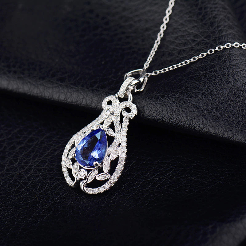 14Kt White Gold Diamonds 2.08 Tanzanite Pendant