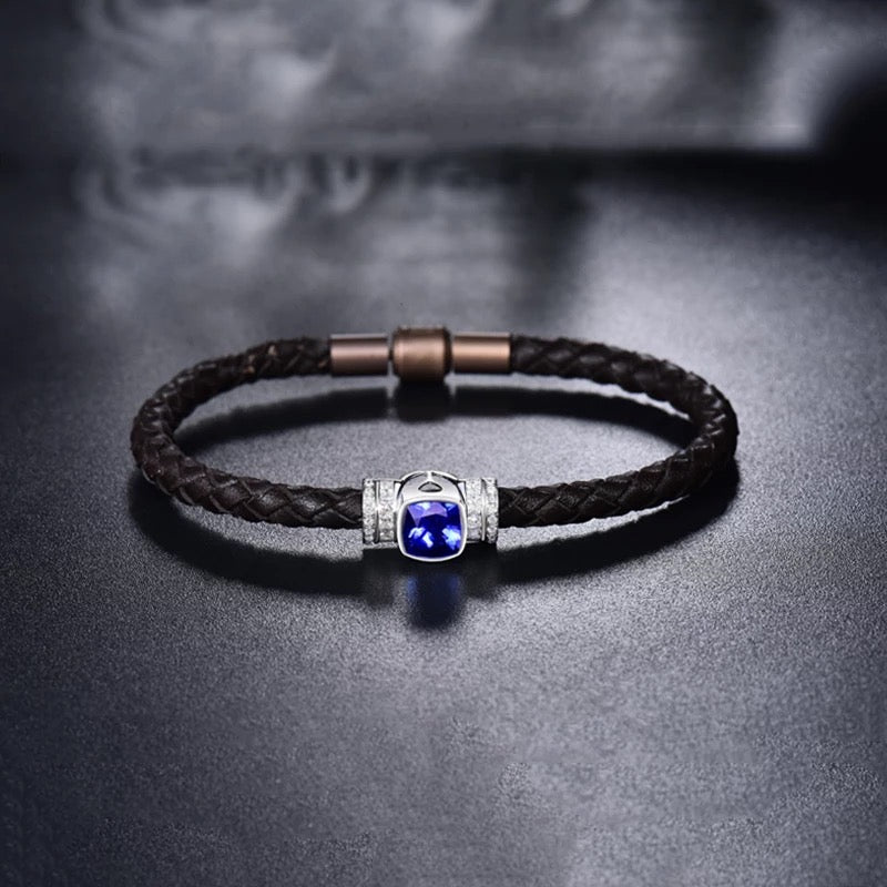 Blue Sapphire Bracelet - Round 1.26 Ct. - 14K White Gold #J9747