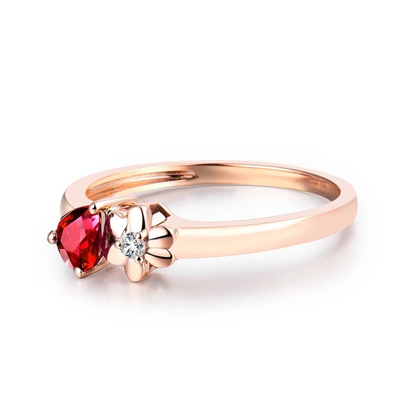 18Kt Rose Gold Diamond 0.40 ct Ruby Ring