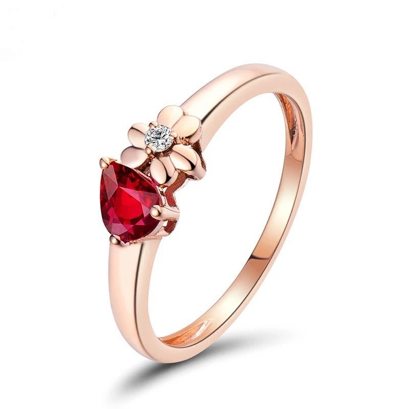 18Kt Rose Gold Diamond 0.40 ct Ruby Ring