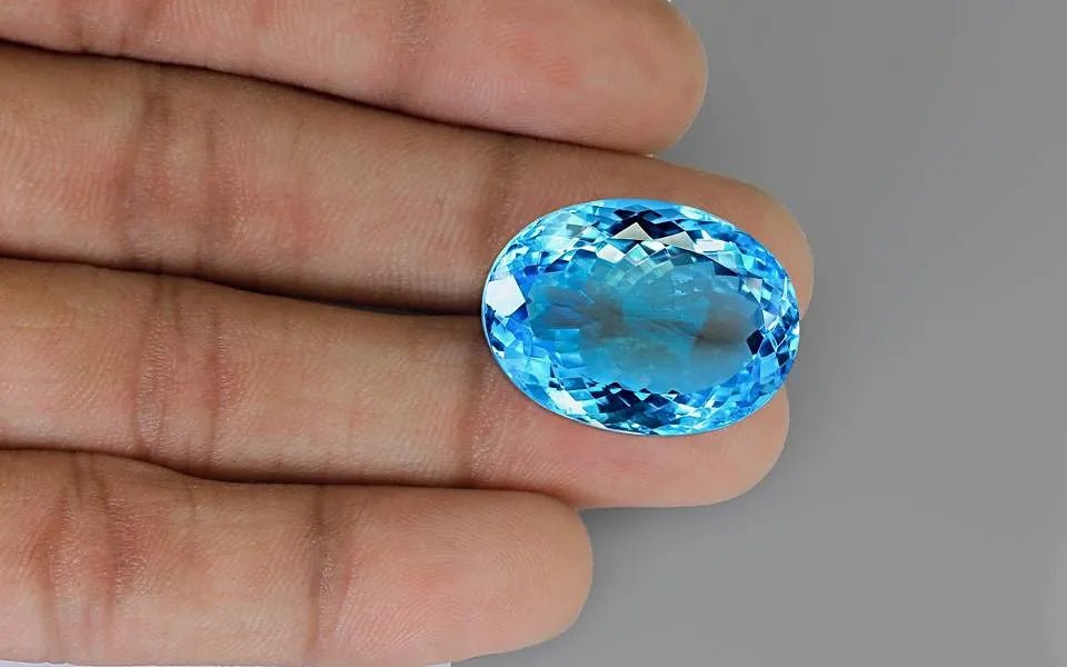 Natural Swiss Blue Topaz 43.41 ct – Oval Cut, Certified